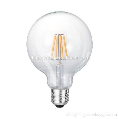 CE RoHS listed Warm White 360 Degree E27 G95 5W 7W Led Filament Bulb,energy saving led lamp
